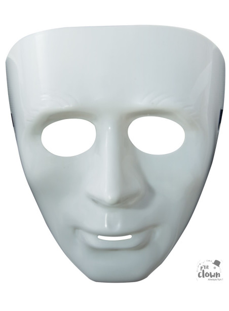  Masque adulte visage blanc plastique rigide